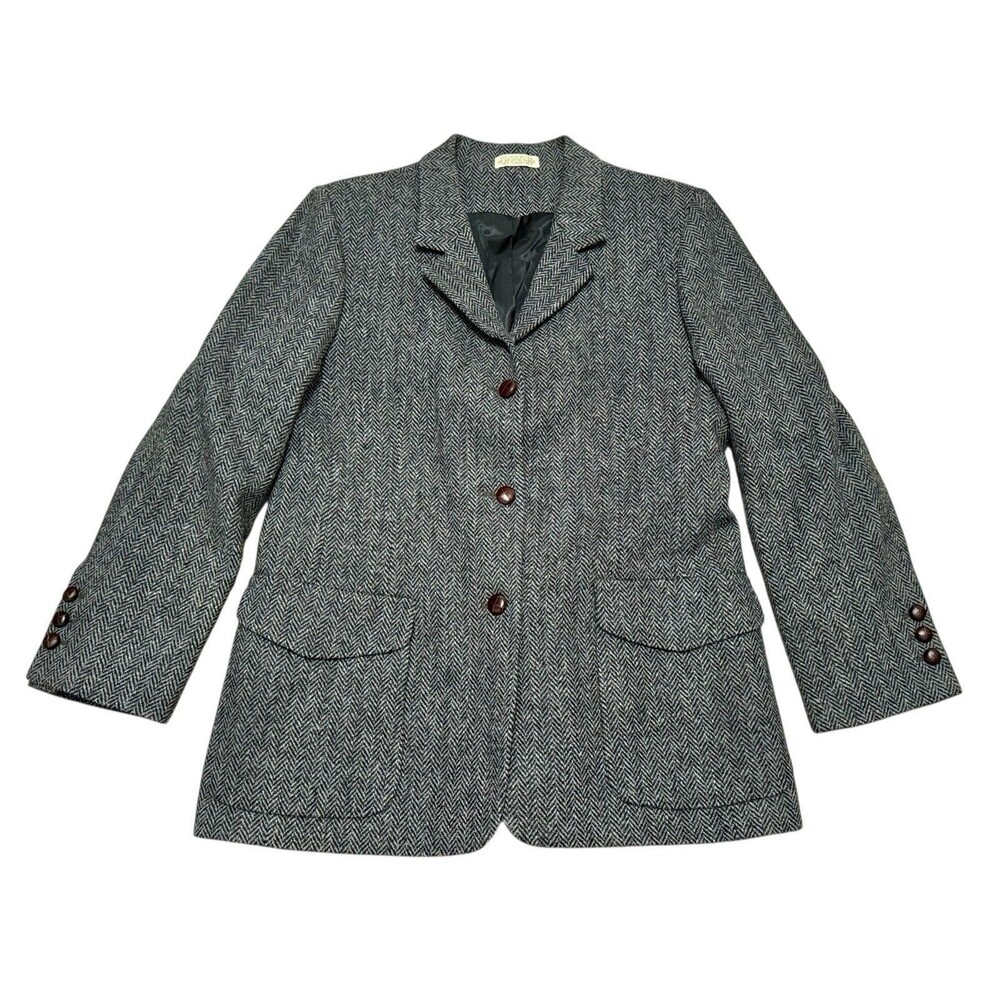 HARRIS TWEED ORVIS Jacket Blazer Coat Wool Equestrian. Blue‎ Gray Equestrian 14